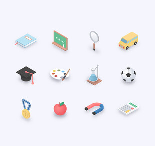 图标扁平化等距立体矢量设计