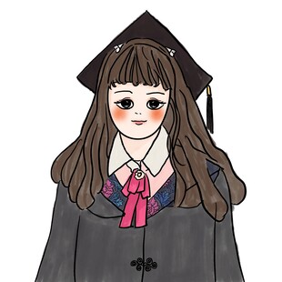 博士帽手绘女孩