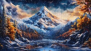 油画雪山森林素材-油画雪山森林图片-油画雪山森林设计模板-昵图网