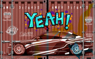 集装箱涂鸦背景墙