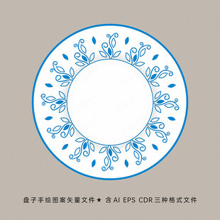 青花陶瓷盘子花纹设计