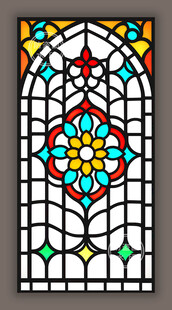 蒂凡尼教堂彩色玻璃花窗贴膜图案