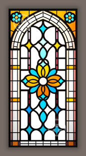蒂凡尼教堂彩晶玻璃花窗贴膜图案