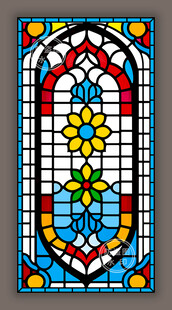 蒂凡尼教堂玻璃简约花窗贴膜图案