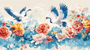仙鹤图花鸟图素材-仙鹤图花鸟图图片-仙鹤图花鸟图设计模板-昵图网
