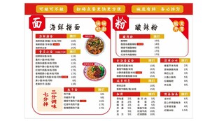 酸辣粉菜单