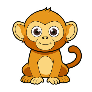 矢量动物卡通可爱小猴子