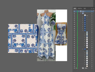 手绘高清矢量绣花效果国风青花