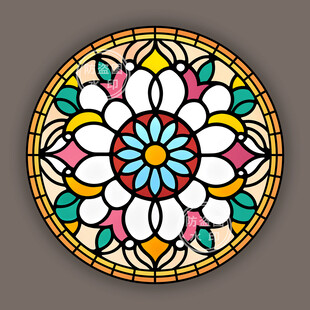教堂蒂凡尼彩色圆形艺术玻璃图案