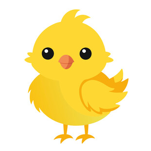 动物矢量简约可爱黄色小鸡