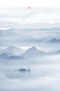 别墅玄关水墨画