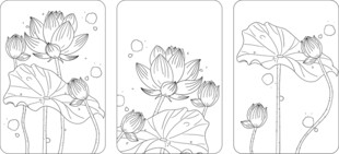 荷花 壁画 矢量图