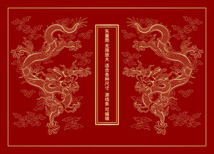 福瑞金龙双龙戏珠龙纹线描龙包装