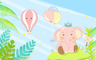 大象儿童房背景