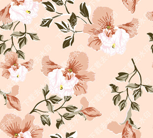 手绘花  叶花  数码印花  