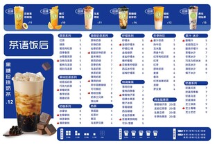 蓝色简约风奶茶菜单