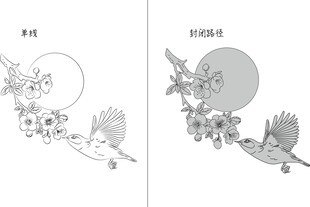 桃花与鸟 矢量图