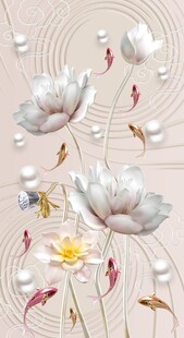 立体九鱼莲花图