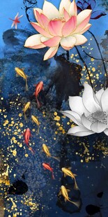 抽象莲花九鱼图