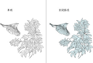 花与鸟 矢量图