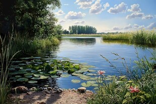 湖畔油画风景画素材-湖畔油画风景画图片-湖畔油画风景画设计模板-昵图网