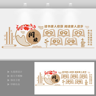 校园学校阅读室教室读书展板