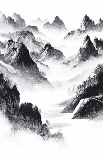 山水黑白素材-山水黑白图片-山水黑白设计模板-昵图网