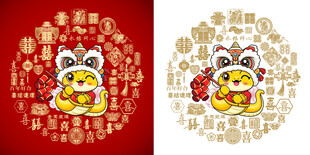 喜蛇卡通贴图百喜图