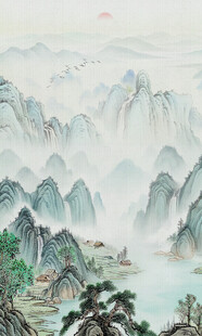 新中式水墨山水玄关画