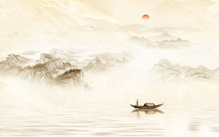 新中式山水背景墙