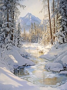 油画雪山森林素材-油画雪山森林图片-油画雪山森林设计模板-昵图网