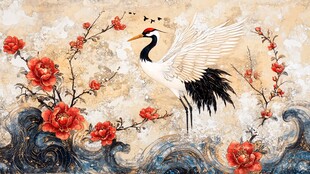 花鳥仙鶴圖 仙鹤图花鸟图素材-仙鹤图花鸟图图片-仙鹤图花鸟图设计模板-昵图网