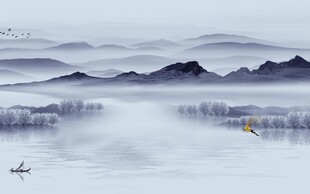 大气 意境中式山水 TIF分层