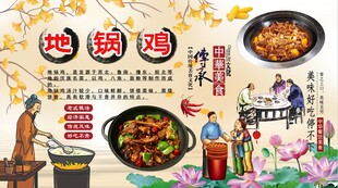 地锅鸡背景墙