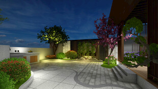 屋顶花园夜景灯光设计案例效果图