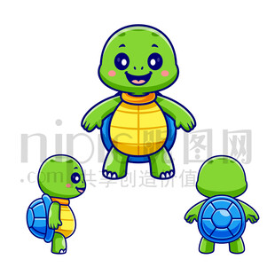 卡通乌龟三视图
