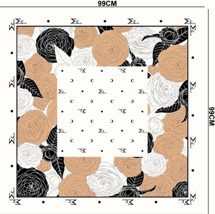 玫瑰线条  方巾 丝绸