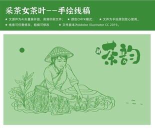 绿茶采摘茶叶包装采茶的女人