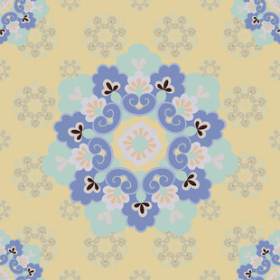 敦煌图案团花如意纹无缝连接