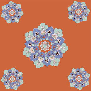 敦煌图案团花如意纹