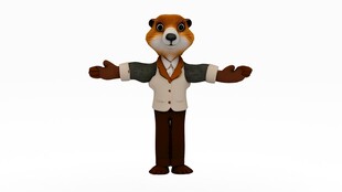 3d土拨鼠绑定骨骼模型