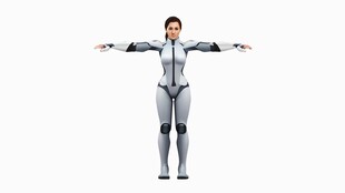 3d女机器人绑定骨骼模型