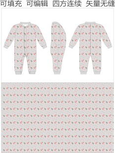 童装印花 女童连体衣 花朵图案