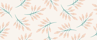 米白底色上橙斑叶片与绿枝构成的