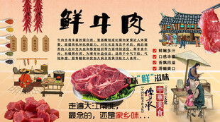 鲜牛肉背景墙