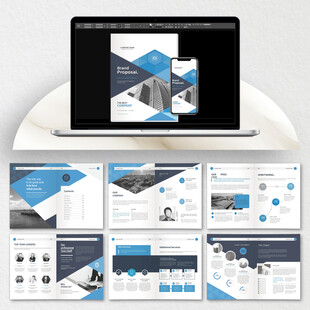 蓝色商务画册cdr设计模板