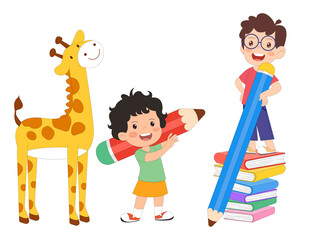 儿童教育培训长颈鹿彩色铅笔