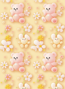 3D花  立体毛线熊