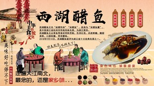 西湖醋鱼背景墙