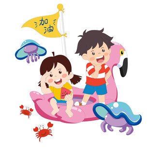 儿童假期游乐园开心玩耍游泳圈